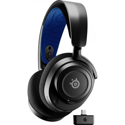 Steelseries Arctis Nova 7P Gamer Over Ear headset Bluetooth®, Rádiójel vezérlésű Stereo Fekete, Kék mikrofon zajelnyomás Headset, Hangerő szabályozás, Mikrofon