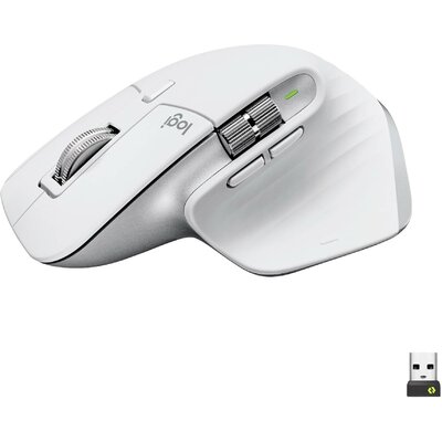 Logitech MX Master 3S Ergonomikus egér Bluetooth™, Rádiójel vezérlésű Optikai Világosszürke 7 Gombok 8000 dpi Levehető kbáel, Ergonómikus, intelligens