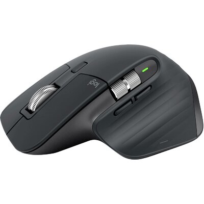 Logitech MX Master 3S Ergonomikus egér Bluetooth™, Rádiójel vezérlésű Optikai Grafit 7 Gombok 8000 dpi Levehető kbáel, Ergonómikus, intelligens görgetőkerék,