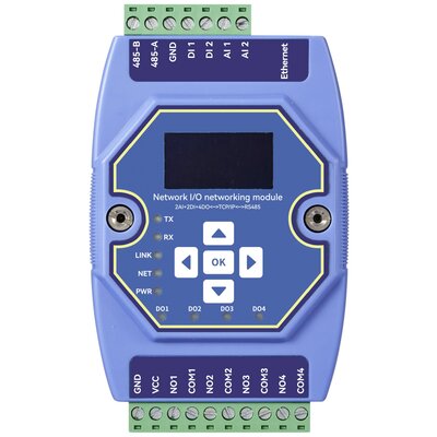 TRU COMPONENTS TC-ME31-AAAX2240 Csatlakozó modul Modbus-RTU, Modbus-TCP, Modbus Gateway, DI/O, Analóg, RJ-45, RS-485 Bemenetek: 4 x Kimenetek száma: 4 x 12