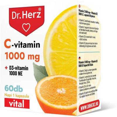 Dr.herz c-vitamin 1000 mg+d3-vitamin 1000 ne kapszula 60 db