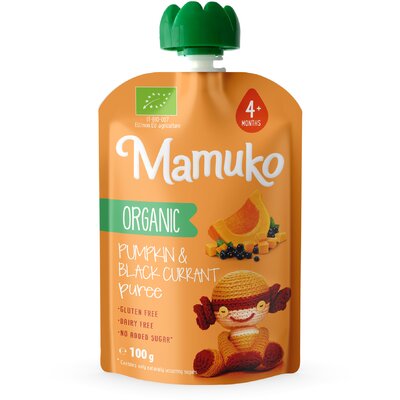 MAMUKO Bio SÜTŐTÖK ÉS FEKETE RIBIZLI PÜRÉ 100 g