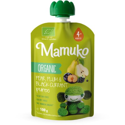 MAMUKO BIO KÖRTE, SZILVA ÉS FEKETE RIBIZLI PÜRÉ 100 g