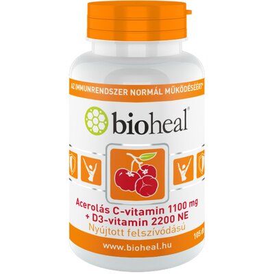 Bioheal acerolás c-vitamin 1100mg+d3 vitamin 2200ne 105 db