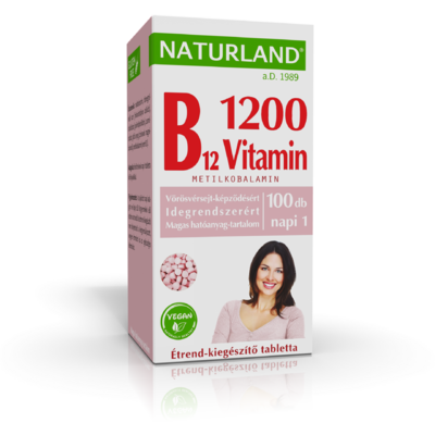 Naturland b12-vitamin 1200 µg étrend-kiegészítő tabletta 100 db