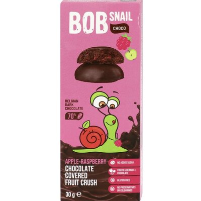 Bob Snail gyümölcs snack étcsokoládéban alma-eper 30 g