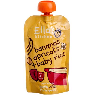 Ellas Kitchen bio banán sárgabarack bébirizs bébiétel 120 g