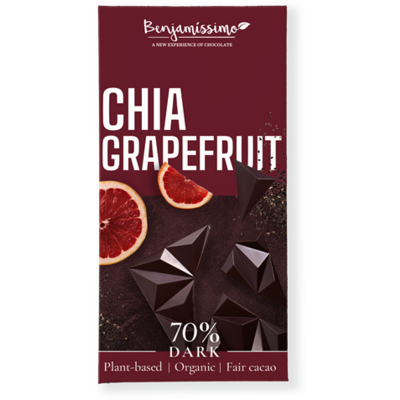 Benjamissimio bio vegán fekete csokoládé chia grapefruit 60 g