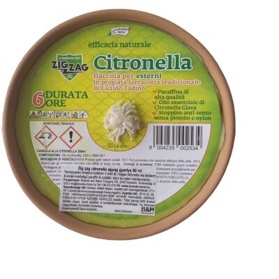 Zig zag citronella gyertya agyag - 6 óra 14 cm kültéri szúnyogriasztó 1 db