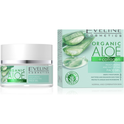 Eveline organic aloe+collagen hidratáló és mattító éjszakai és nappali arcgél 50 ml