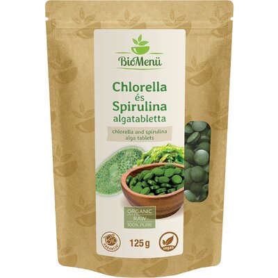 BioMenü bio chlorella és spirulina tabletta 125 g