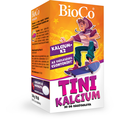 Bioco tini kalcium vitaminokat és ásványi anyagokat tartalmazó, cseresznye ízű rágótabletta 90 db