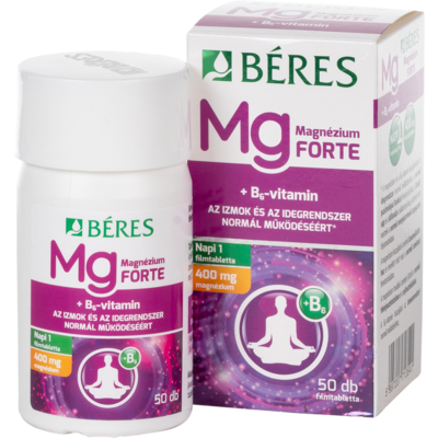 Béres magnézium 400mg+B6 -vitamin forte tabletta 50 db