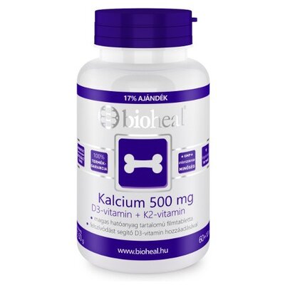 Bioheal kalcium 500 mg+d3-vitamin+k2-vitamin tabletta 70 db