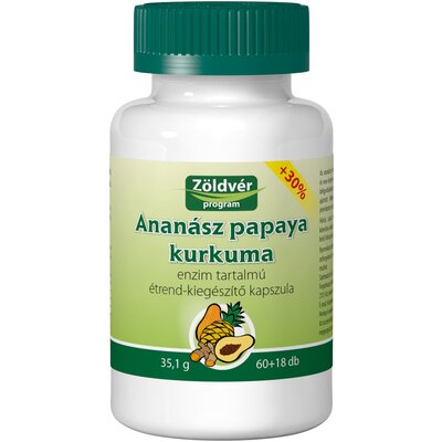 Zöldvér ananász papaya kurkuma kapszula 60+18db 78 db