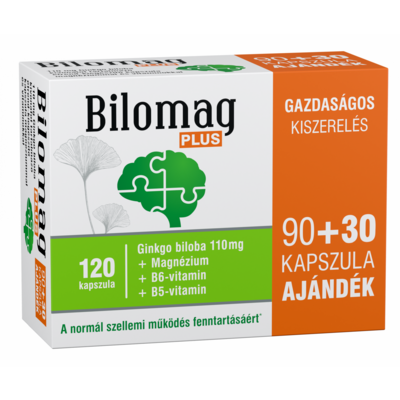 Bilomag plus 110mg gingko biloba kivonatot tartalmazó étrend-kiegészítő kapszula 90+30db 120 db