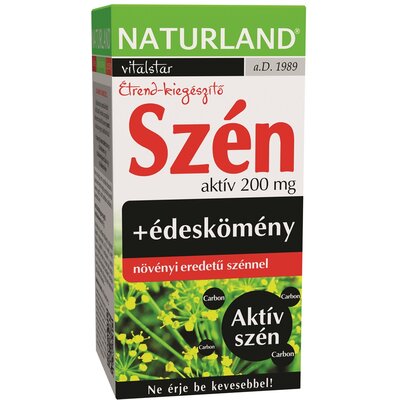 Naturland aktív szénkapszula 200 mg + édeskömény 30x 30 db