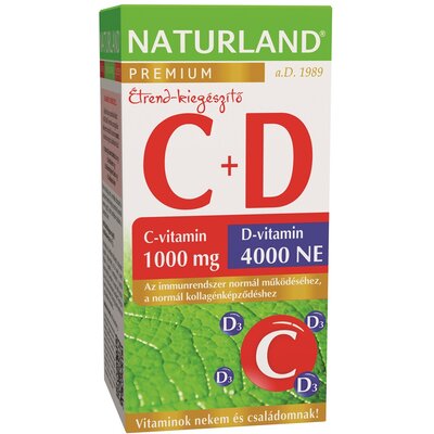 Naturland 1000mg c-vitamin+4000ne d-vitamin tabletta 40 db