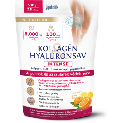 Interherb kollagén és hyaluronsav porcépítő italpor intense narancs-citrus ízű 300 g