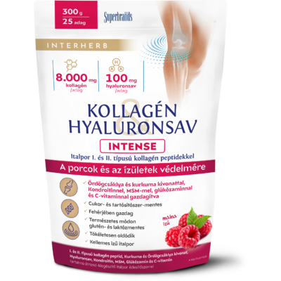 Interherb kollagén és hyaluronsav porcépítő italpor intense málna ízű 300 g