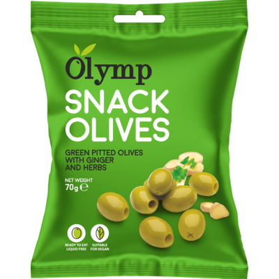 Olymp snack fűszerezett zöld magozott olajbogyó gyömbérrel 70 g