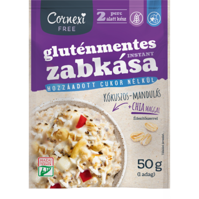 Cornexi gluténmentes kókuszos-mandulás zabkása chia maggal, édesítőszerrel 50 g