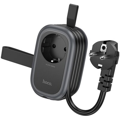 HOCO multifunkciós elosztó 1 aljzat + 2 x USB A + Type C EU szabványok 4000W 3,1A NS6 1,1 m black