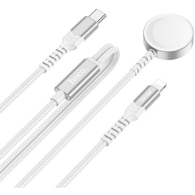 HOCO vezeték nélküli töltő 2in1 Type C for Apple Watch + charging cable Lightning PD QC 3A CW54 1,2 m white