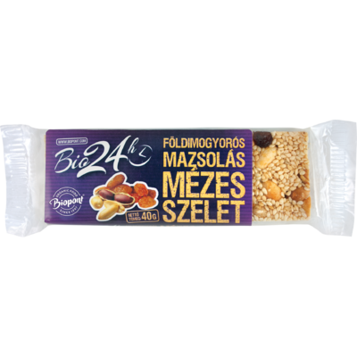 Biopont bio mézes szelet földimogyorós-mazsolás 40 g