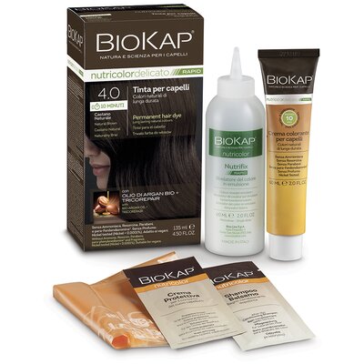 Biokap nutricolor rapid tartós hajfesték nr 4.0 natural brown 135 ml