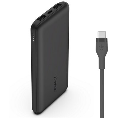 BELKIN BPB011BTBK BELKIN BOOST CHARGE vésztöltő 2 USB+Type-C aljzat (10000mAh, 15W, gyorstöltő + Type-C kábel) FEKETE