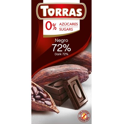 Torras gluténmentes étcsokoládé 72% hozzáadott cukor nélkül 75 g