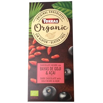 Torras gluténmentes étcsokoládé goji bogyóval és acai porral 100 g