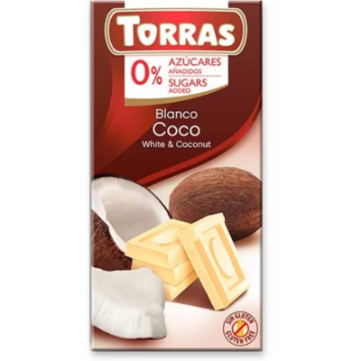 Torras glutén-és cukormentes fehércsokoládé kókusz 75 g