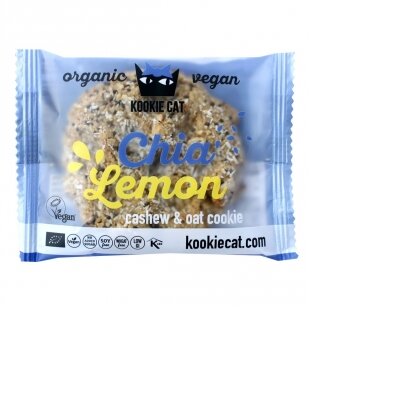 Kookie Cat bio vegán gluténmentes chia és citrom kesudiós zabkeksz 50 g