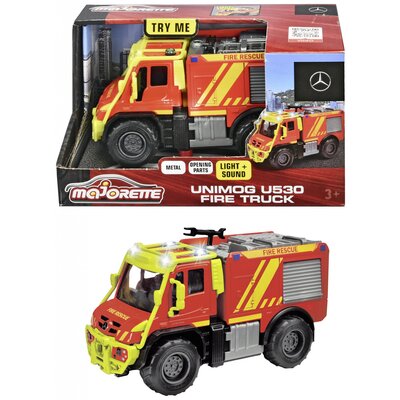 Majorette Sürgősségi jármű modell Mercedes Benz Unimog U530 tűzoltóautó Kész modell Személygépkocsi modell