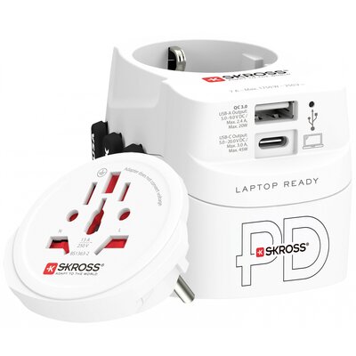 Skross 1.302474 Úti adapter Pro Light USB AC45PD World