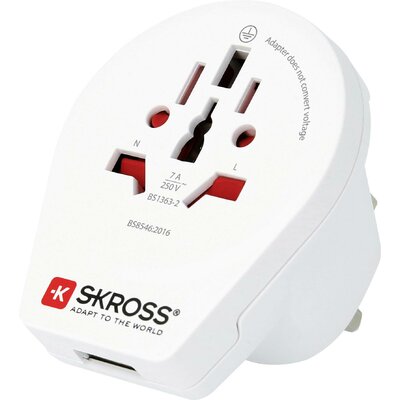 Skross 1500267 Úti adapter Country Adapter World to UK USB