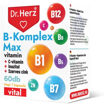 Dr.herz b-komplex max+c-vitamin+inozitol+szerves cink kapszula 60 db