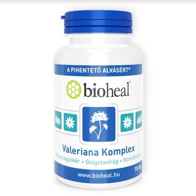 Bioheal valeriana komplex (macskagyökér+golgotavirág+komlótoboz) kapszula 70 db