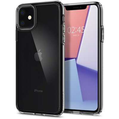 Apple iPhone 11, Műanyag hátlap védőtok + szilikon keret, Spigen Ultra Hybrid, átlátszó