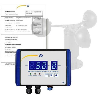 PCE Instruments Anemométer Kalibrált (ISO) - 50 m/s