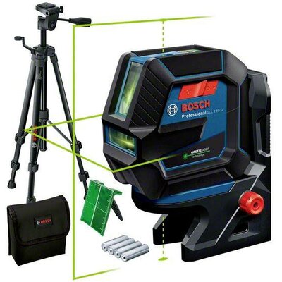 Bosch Professional GCL 2-50 G & Tripod Kereszt- és pontvonalas lézer Kalibrált (ISO) Állvánnyal, Táskával Hatótáv (max.): 15 m