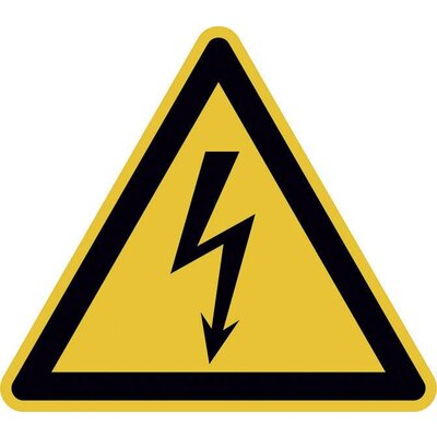 Figyelmeztető tábla Elektromos feszültség Öntapadó fólia 25 mm ISO 7010 SafetyMarking 30.0189 44 db