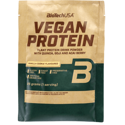 Biotech vegan protein vaníliás sütemény ízű fehérje italpor 25 g