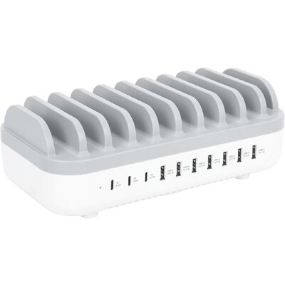 Manhattan 10-Port USB Power Delivery 120 W Töltő- és menedzsment rendszer Állomás iPhone® 14, 14 Pro, 14 Pro Max, 13, 13 Pro, 13 Pro Max, 13 mini, SE 2022, X,