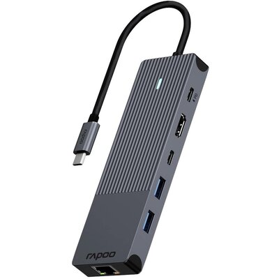 Rapoo USB-C® dokkoló állomás 6-in-1 USB-C Multiport Adapter Alkalmas (márka): univerzálny USB-C® tápellátás