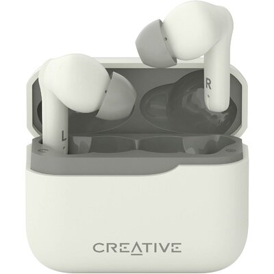 Creative In Ear fejhallgató Bluetooth® Fehér Izzadásálló, Vízálló, Elemtöltés kijelzés, Töltő- dokkoló állomással