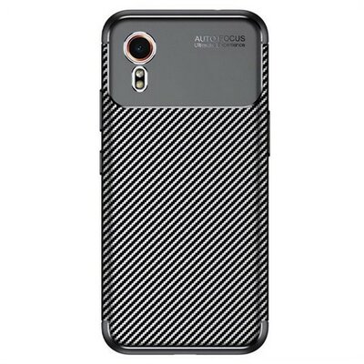 Samsung Galaxy Xcover 7 SM-G556B, Szilikon tok, közepesen ütésálló, légpárnás sarok, karbon minta, fekete