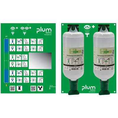 Plum 4708 Nyitott fali szemkimosó állomás - 2x1000ml 0,9% szemkimosó